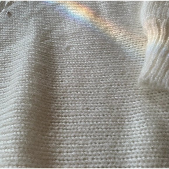 Vintage Grandmacore Faux Pearl & Lace Thick Knit Sweater - Picture 5 of 6